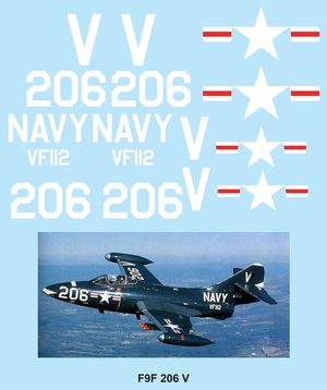 F9F Panther 206 (No Nose art) Vinyl Graphics